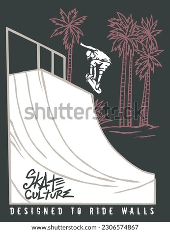 Similar – Image, Stock Photo Skater performing trick on ramp in skate park