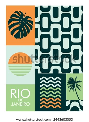 Vector illustration of graphic elements alluding to the city of Rio de Janeiro, Brazil.