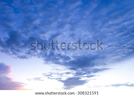 blue sky and pupper lighting  Sunset time sky and cloud Background - skyscape and cloud wave