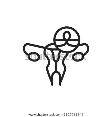 Female sterilization color line icon. Outline pictogram for web page.