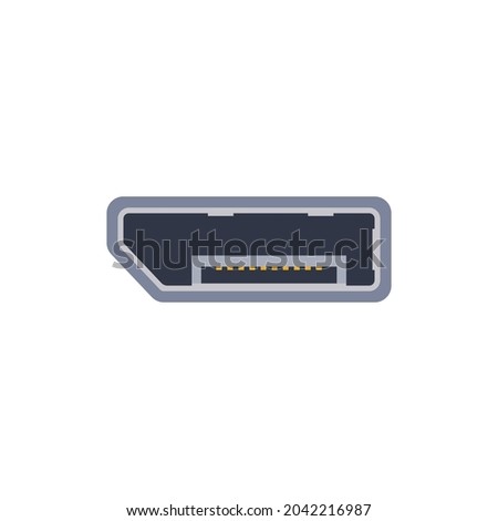 Displayport pc universal connector icon. Vector graphic illustration of Port in flat style. USB type, video and audio port. Displayport and other computer interface elements.