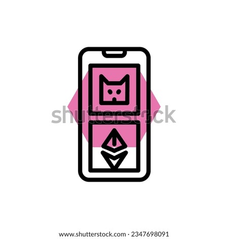 Game assets store color line icon. Digital crypto art. Outline pictogram for web page, mobile app, promo