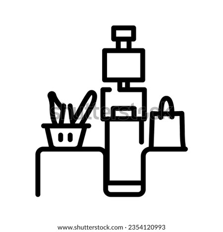 Cashier or terminal in black line icon. Self service machine. Pictogram for web page, mobile app, promo.