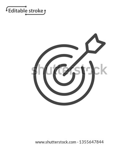 Target with arrow vector icon. Editable stroke. 