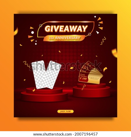 Giveaway anniversary contest invitation for social media banner template