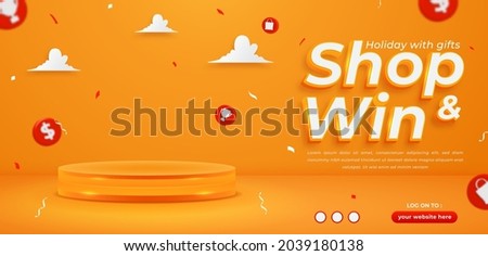 Shop and win, invitation contest horizontal banner template