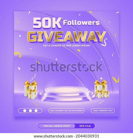 50K followers Giveaway invitation square banner template