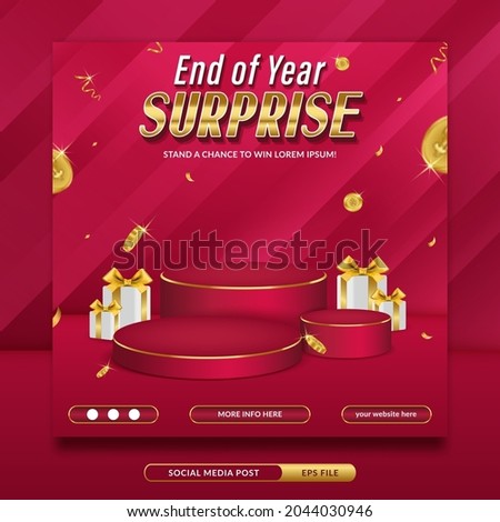 End of year surprise contest invitation social media banner template with abstract background
