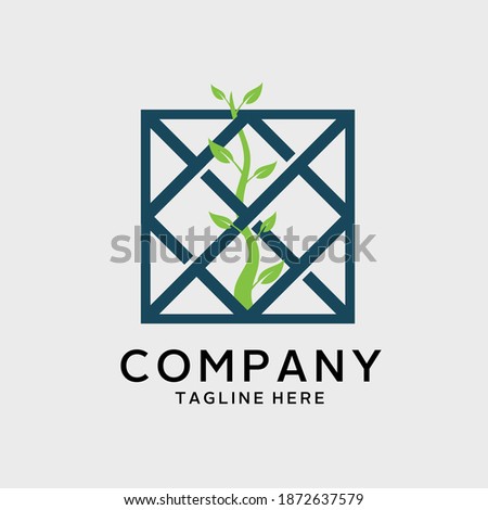 simple trellis logo design with plants. This logo design is suitable for company project.