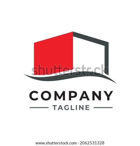 simple logo design of a storage shed and water flow graphic