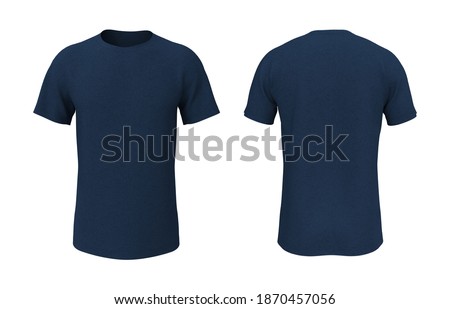 men's short-sleeve t-shirt mockup in front, and back views, design presentation for print, 3d illustration, 3d rendering ストックフォト © 