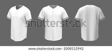 Baseball t-shirt mockup in front, side and back views, 3d illustration, 3d rendering Foto stock © 