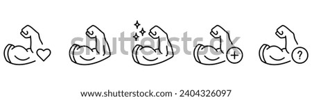 Strong hand line icon, muscle arm strength Simple outline style. Muscle, arm, bicep, power, protein, man, strength, flex, human body concept. eps 10 