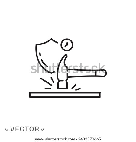 strong and durable material icon, layer durability properties, protection time, thin line symbol isolated on white background, editable stroke eps 10 vector illustration