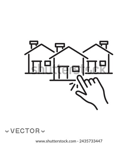 choice house icon, best variant home, outline real, search estate, thin line symbol isolated on white background, editable stroke eps 10 vector illustration