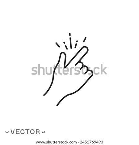 easy icon, finger snapping thin line symbol isolated on white background, editable stroke eps 10 vector illustration