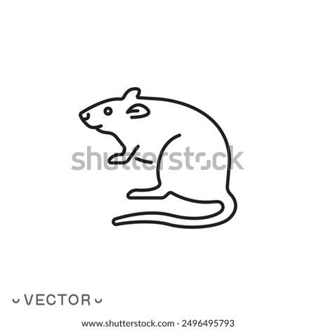 rat icon, mouse, mice thin line symbol isolated on white background, editable stroke eps 10 vector illustration