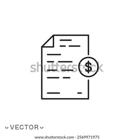 tax form icon, exempt tax form, tax concept thin line symbol isolated on white background, editable stroke eps 10 vector illustration