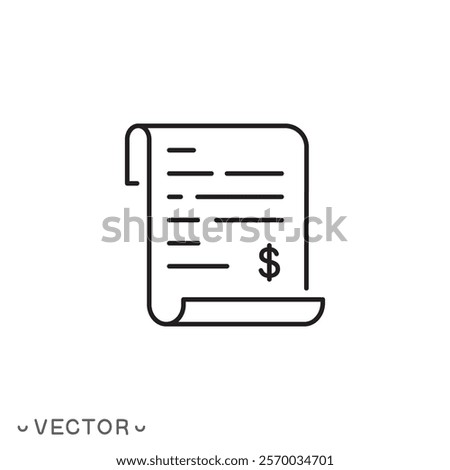 tax form icon, exempt tax form, tax concept thin line symbol isolated on white background, editable stroke eps 10 vector illustration