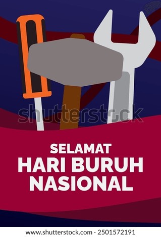 An A4 illustration poster celebrating National Labor Day in Indonesia