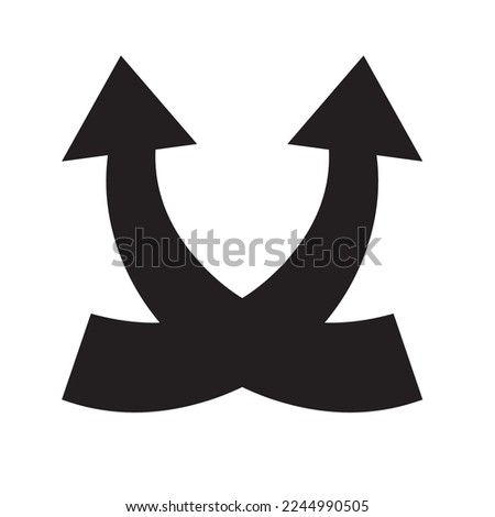 The arrow icon is black, on a white background. data style. Arrow icon for website design, logo, app, UI. arrows show direction symbols. arrow curving up.