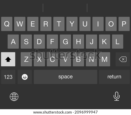 Vector phone mobile keyboard. Screen keypad for smartphone. Flat UI of qwerty icons of alphabet for chat, text, messages. Smart digital buttons for cellphone sms.Design, template of pad for messenger.