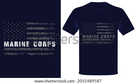 Marine corps usa grunge flag tshirt design