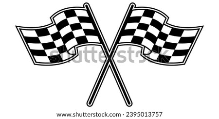 Championship isolated racing flags. Crossed sport championship flags. Vector finish or start checkered icon.
