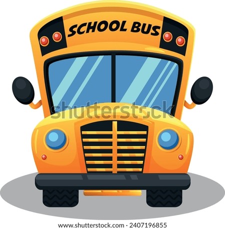 Isolated school bus. Vector yellow and cartoon school bus.