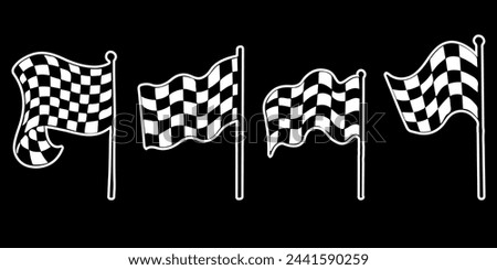 Four racing flag options. Vector racing flag, checkered and black and white.