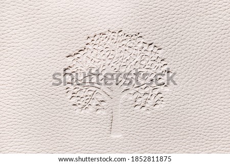 Relief texture with wood on a white background.white embossed faux leather background. Foto stock © 