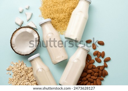 Image, Stock Photo Ingredients for almond, rice and oat milk