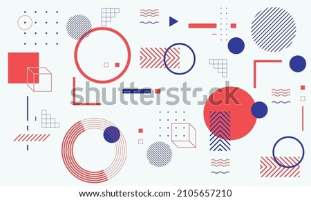 Colorful geometric background. Minimal cover template design for web. Modern abstract background with geometric shapes and lines. Eps10 Vector. Collection trendy halftone vector geometric shapes.
