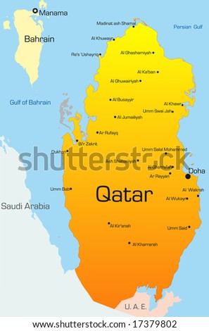 Abstract vector color map of Qatar country