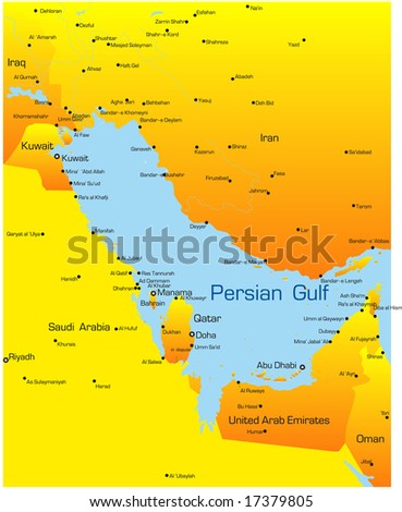 Abstract vector color map of Persian gulf countries