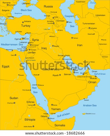 Abstract vector color map of Middle East country