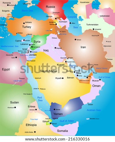 Middle-east vector color map