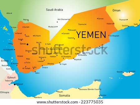 Vector color map of Yemen 