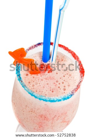 Cocktail from ice-cream, grape juice, apple juice, apricot juice and cherry juice