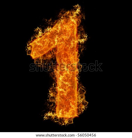 Fire Number 1 On A Black Background Stock Photo 56050456 : Shutterstock