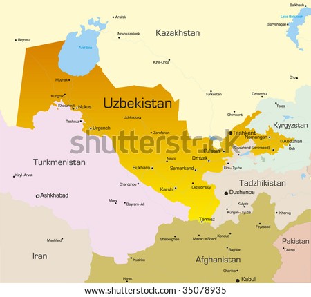 Vector color map of Uzbekistan country