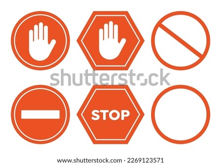 Stop sign, forbidden icon design for any purposes. Symbol, logo illustration. Icon no entry. Sign forbidden. Solid vector illustration isolated icons set