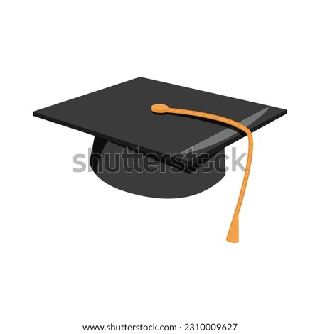 College cap, graduation cap, mortar board. Education, degree ceremony concept. Cartoon vector icon. Cartoon minimal style