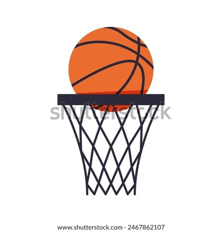 Basketball ring with ball isolated on white background. Basketball banner, poster template. Vector illustration