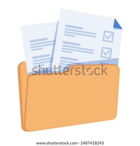 File transfer of document in folder, cloud storage, file transfer encrypted form, connection docs information migration. Access to remote file documents and folder. Document icon vector Illustration