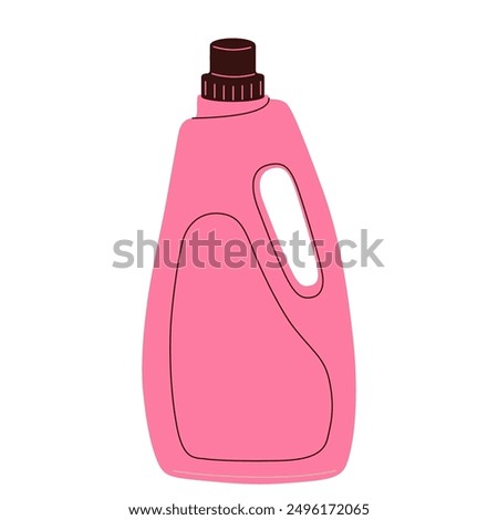 Cleaning chemicals, home detergents in plastic bottles and wiper. Washing cleansing sanitary liquid products, supplies in packages, containers. Flat vector illustration isolated on white background