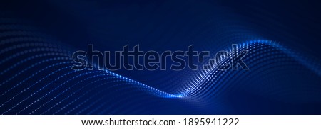 Digital wave with many dots. Abstract backdrop of dynamic wave. Technology or science banner. 3d rendering