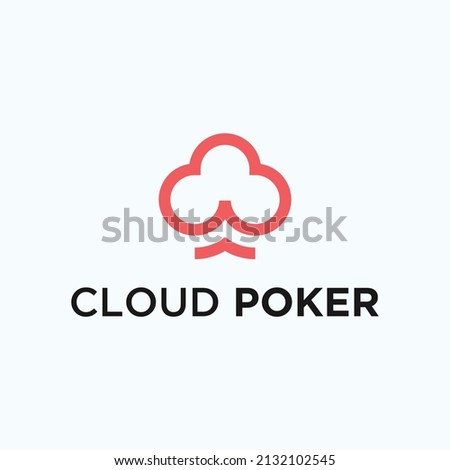 poker logo with cloud icon vector silhouette illustration template