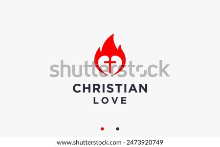 christian love logo design vector silhouette illustration