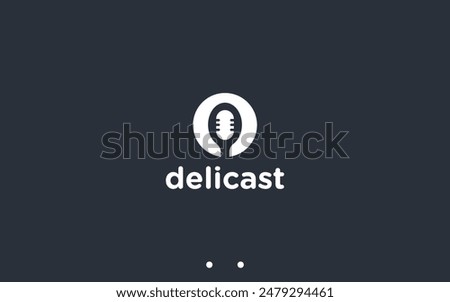 food podcast logo design vector silhouette illustration